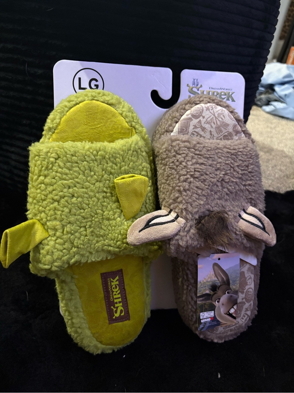 Shrek & Donkey Plush Slip-On Slippers - Green and Brown